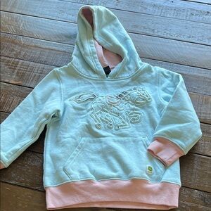 John Deere Light Blue & Pink Girls' Horse Hooded Sweatshirt